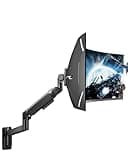 ARES WING Monitor Wall Mount for 24-57 Inch Ultrawide Gaming Screens, Premium Heavy Duty Monitor Arm Holds 60 lbs, Full Motion Gas Spring, Bearing Head for Easy Adjustment, 75/100 VESA Mount, Black