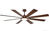 TCL Ceiling Fans with Lights and Remote: 8 Blades, Quiet Reversible DC Motor, Dimmable Super Bright LED, Noiseless Large Modern Fan for Room, Outdoor, Commercial and Industrial Use (Brown, 62 Inch)