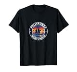 Milwaukee Wisconsin Vintage Sailing Sail Boat xi T-Shirt