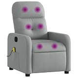 UERNGFTKM Manual Reclining Chair with 135 Degree Recline, Vibration Massage Recliner Chair Light Gray Fabric, 6 Massage Points and Side Pocket, USB Powered