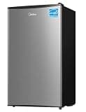 Midea MERM33S1AST Mini Fridge, 3.3 Cu.ft Compact Fridge with Internal Light, Adjustable Thermostat, Reversible Door, Low Noise for Dorm, Office, Bedroom, Stainless Steel