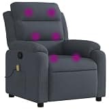 KTPRTOCK Manual Recliner Chair with 6 Massage Points, Faux Leather Upholstered Vibration Massage Recliner, Dark Gray Velvet Finish, 135-Degree Tilt, Side Pocket Storage