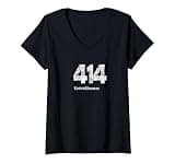 Women's 414 - Made in Milwaukee Distressed Vintage V-Neck T-Shirt