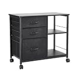 Mobile File Cabinet with 3 Fabric Drawers and 2 Open Shelves, Black