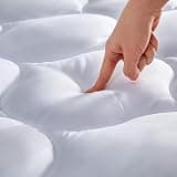 SLEEP ZONE Twin Fitted Mattress Pad Cover - Quilted Soft Breathable Fluffy Pillow Top Bed Mattress Topper Deep Pocket 8-21 inch