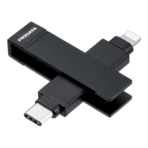 Sanwa Direct 600-IPLC128GX3N 2-in-1 Lightning Type-C USB Memory, 128 GB, Compatible with iPhone/iPad/Android, Swing-Type, Photo/Video, Backup Smartphone