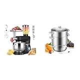 VIVOHOME Black 6 in 1 Stand Mixer with 8.5 Quart Bowl and Meat Grinder Blender Pasta Maker Attachments and Stainless Steel 9.3QT Steam Juicer