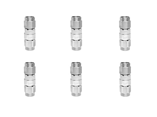 BJDZ 6 Pcs 50 Ohm Reverse Polarity SMA Male to SMA Male Stainless Steel Body 0-18GHz Radio Adapter, for Test Equipment, WiFi-Router, Drone