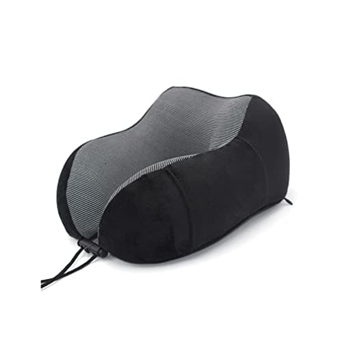 U-Shaped Neck Pillow Travel Neck Cushion Car Office Sleeping Aid Neck Support Headrest Airplane Pillow Beddin (Color : Black)