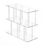 CervidomePro 3-Tier Acrylic Clear Long Bookcase 11.8''D X 47.2''W X 24.6''H Low Book Shelf with Large Storage Easy Assembly for Home Office Living Room Bedroom