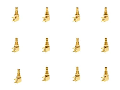 BJDZ SMB Male Jack Right Angle 90 Degree PCB Solder Mount Connector, Gold Plated, 50 Ohm, 12 Pack