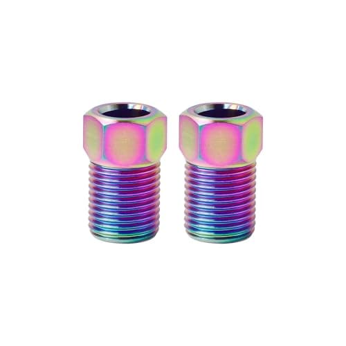 M8 Bicycle Hydraulic Hose Titanium Bolt Disc Brake Oil Tube Connection Screw Brake Tubing Bolt(2PCS Rainbow)
