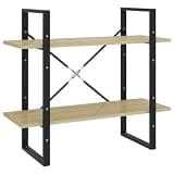 GKHPYURE 2-Tier Book Cabinet Sonoma Oak, Engineered Wood Bookshelf with 2 Shelves for Home Office Storage