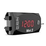 1Pc 12V Motorcycle Digital Clock Voltmeter Thermometer Motorcycle Refit Accessory 3 in 1 Electronic Meter for, Red