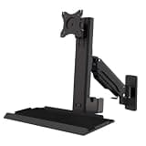 XIVUIFOI Monitor and Keyboard Wall Mount,Stand/Sit Workstation,Height Adjustable,w/Gas Spring Arm,Folding Tray,Max Load 10 Kg,Fits 15"-32" Screens.Space-Saving (Black 61cm)