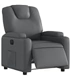 UERNGFTKM Electric Recliner Chair with Cup Holders, Power Reclining Armchair in Gray Faux Leather, 135-Degree Tilt and Side Pocket