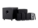 Monoprice HT-35 Premium 5.1-Channel Home Theater System - Charcoal, with Powered Subwoofer, Low Profile Speaker Grilles, Secure Mounting Option, Black (139357)