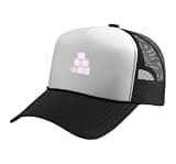 Mens Women Light Purple Heart Blocks Light Purple Graphic Trucker Hat with Adjustable Mesh Back, Black/White