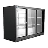 Pemberly Row 3 Glass Door Metal Back Bar Cooler Refrigerator, 11.3 Cu Ft, Auto Defrost, Digital Temperature Control, LED Lighting, Black Finish, 53.1 in Wide, Commercial Grade for Bar or Home Use