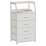 Furnulem Tall Nightstand with 4 Fabric Drawers, Small Dresser for Bedroom