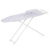 gibxiyza Full-Size 42 Inch Foldable Ironing Board with Heat-Resistant Cover, Space-Saving Adjustable Height Iron Board for Home - Blue Plaid Pattern Blue
