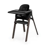 Stokke Steps High Chair for Babies & Children from 6 Months to 10 Years – 2-in-1 Adjustable & Ergonomic Design – Removable Baby Set, Tray & Safety Harness – 18.9 x 24.4 x 34.7 – Black/Warm Brown