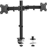 HUANUO Dual Monitor Mount up to 32 Inch Screens, Heavy-Duty Steel Dual Monitor Stand, Full Motion Adjustable Arm with Tilt, Swivel, Rotate, Holds up to 17.6 lbs per Arm, VESA 75/100mm