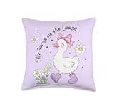 Cute Silly Goose Coquette Girly Porch Back to School Throw Pillow