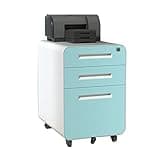 YXEDPBF Metal 3 Drawer Mobile File Cabinet with Lock Key - Vertical Filing Cabinet for Home Office Nization with Anti-Tilt Design and Wheels,B-1.4Mm