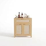 Chic Muse Boho Buffet Cabinet with 2 Doors and Drawer | Large Rattan Sideboard for Kitchen and Dining Room | Coffee Bar Station Table with Adjustable Shelves | Farmhouse Wood Storage Cupboard