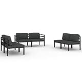 WDSAYREH Modular 6 Piece Aluminum Patio Lounge Set with Cushions and Back Pillows for Outdoor Comfort in Anthracite