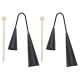 YARNOW 2 Sets Latin Percussion Cow Bell - Two-Tone Agogo Bell with Wooden Mallet - Handheld Musical Instrument Toy for Music Bands, Parties, Outdoor Gatherings