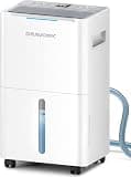 Dravonic 21 Pints Dehumidifier for Basement, 1500 Sq. Ft Dehumidifiers for Home with Drain Hose, Quiet Smart Humidity Control for Bedroom Bathroom with Auto Shut Off (White)