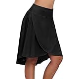 Zando Women's Black Wrap Skorts - High Waist Flowy with Shorts, Asymmetric Ruffle Hem High Low Midi Skirt Athletic Skorts for Women Dressy Casual with Pockets Tummy Control Trendy Summer Small