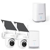 YOYIRYB 2-Camera Solar Security System + Extra Ethernet Base Station, 4K Outdoor Cameras, No Subscription, 64GB Local Storage, Color Night Vision