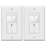 TOPGREENER PIR Motion Sensor Light Switch, Occupancy & Vacancy Motion Sensor Switch, Operable Without Ground Wire, No Neutral Wire, Single Pole, TDOS5-HL-W-2PCS, White