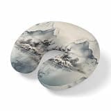 Neck Pillow for Travel,Chinese Ink Painting Mountain Forest Memory Foam U Shaped Pillows,Portable Headrest Farmhouse on Linen Neck Head Support Cushion for Home Office Car Airplane Sleeping