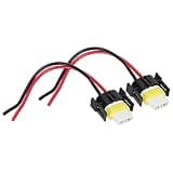 BSTiltion H11 Ceramic Female Socket Pigtail Adapter Plug Wire Lead 2 Pin 2 Hole Copper Cable 12 24V with 1mm Wiring Harness Socket for H11 H9 H8 881 880 Headlights Fog Lights