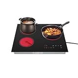 KOLHGNSE 110V 3 Burners Electric Ceramic Cooktop, 2600W Radiant Electric Stove Top with 9 Power Levels, Touch Control Timer & Safety Lock, Built-in & Countertop Ceramic Cooker