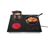 KOLHGNSE 110V 3 Burners Electric Ceramic Cooktop, 2600W Radiant Electric Stove Top with 9 Power Levels, Touch Control Timer & Safety Lock, Built-in & Countertop Ceramic Cooker