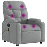 UERNGFTKM Manual Reclining Massage Armchair with 135 Degree Tilt, Light Gray Fabric Recliner with 6-Point Vibration, Dual Cup Holders and Side Pocket, Supports 242.5 lbs