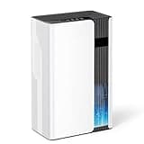 Globexis Quiet Dehumidifiers for Home, Small Space Dehumidifier up to 800 sq.ft, 102oz Tank, Auto Shut-Off, Timer, Portable Dehumidifier for Bedroom with 7-Color Light for Bathroom Closet RV, White