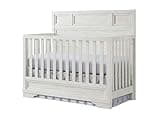 Pemberly Row Traditional Wood Convertible Crib, White Dove Finish, 4-in-1 Design, Solid Hardwood, Adjustable Heights, Steel Spring Support, Classic Nursery Furniture for Baby and Toddler