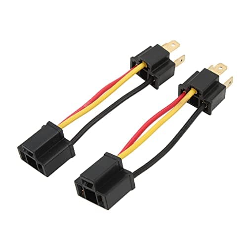 H4 Headlight Socket Converter, 2pcs Headlight Wiring Harness Adapter Plug, Replacement for H4656 H5054 H6052 H6053 H6054, Standard H4 Female Socket with Adjustable Male Terminals,