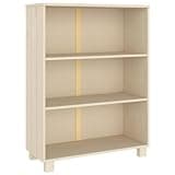 KGFHERENB Solid Wood Book Cabinet, 3-Tier Honey Brown Pine Wood Bookcase with Open Shelves, Traditional Storage Display Organizer for Home Office and Living Room, 13.8 x 33.5 x 44.1 in