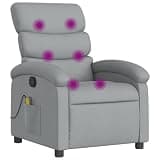 HBFDSFG Manual Reclining Chair with Vibration Massage, 135 Degree Recline Fabric Armchair with 6 Massage Points, Side Pocket and Wood Metal Frame, Light Grey