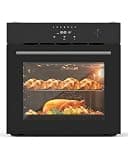Takywep 24 Inch Built In Single Wall Oven, 2.5 Cu Ft Convection Oven with 8 Cooking Modes, Max 500 F, Stainless Steel Touch Control Panel, Triple Layer Tempered Glass Door for Kitchen, Black