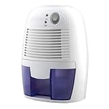 Mini Dehumidifier for Bedroom, 500 mL Household Portable Air Dryer, Quiet Operation, One-Button Start, Visible Water Level, US Plug, White