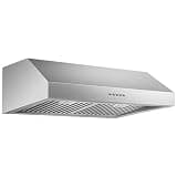 Tiesay 30 Inch Under Cabinet Range Hood 900 CFM with Ductless Convertible Duct Kitchen Hoods, 3-Speed Adjustable, Dishwasher Safe Baffle Filters, LED Lights, Stainless Steel, Button Control