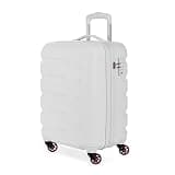 SwissGear 7366 Signature Hardside Expandable Luggage with Spinner Wheels, TSA Lock, Cup-Holder, White, Carry-On 19-Inch